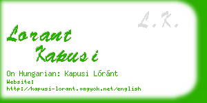 lorant kapusi business card